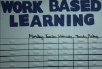 This calendar, located in the ALE room, helps both the CBVI students and job coaches keep track of when and where each student is going for their job site. 