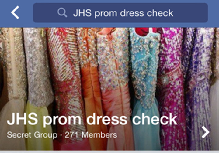 Two senior girls created a secret Facebook page to check and see if anyone else has purchased the same one.