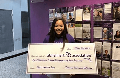 She raised $1,704 and is the youngest ‘Longest Day’ event coordinator in the South Texas Chapter. Alfonso-DeSouza is now planning her second event to raise money and bring awareness to this disease in 2019.