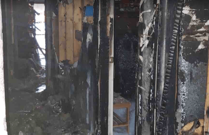 The fire spread throughout the house destroying most of the property, including this hallway.