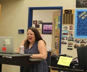 Ashley Hester teachers her choir students over Zoom.