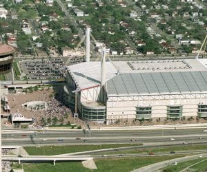 The Alamodome next to the Tower of Americas