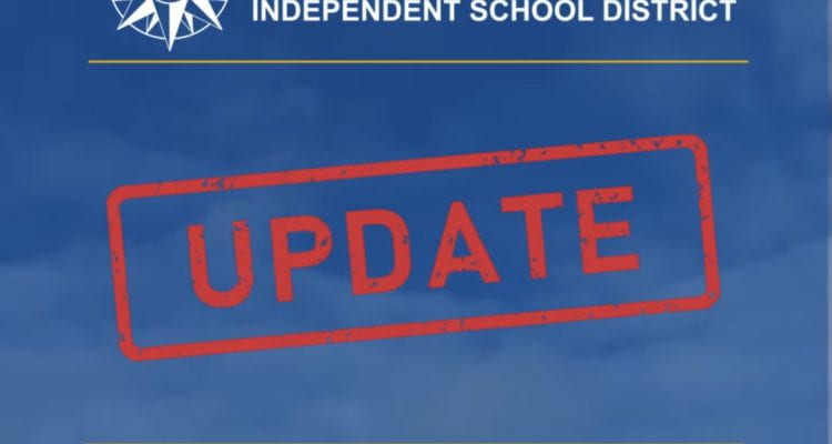 NEISD announced on Instagram an update on the bad weather makeup days. They used a small graphic with clouds in the background and red lettering that said "update."