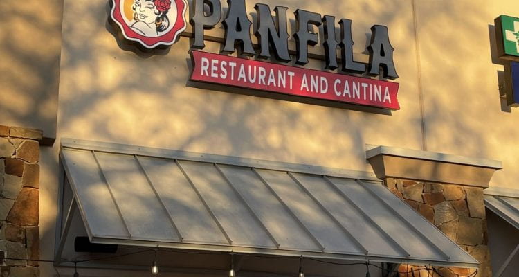 Panfila Restaurant and Cantina sign outside. It is in the shopping center by 46th street and CVS.
