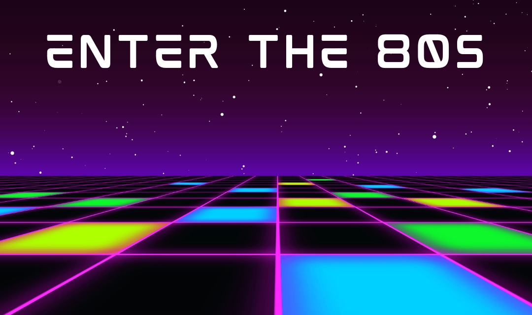 Enter the 80s with a retro, bright background