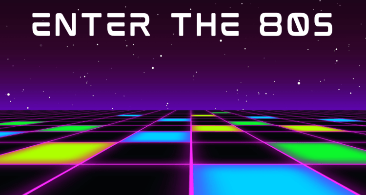 Enter the 80s with a retro, bright background