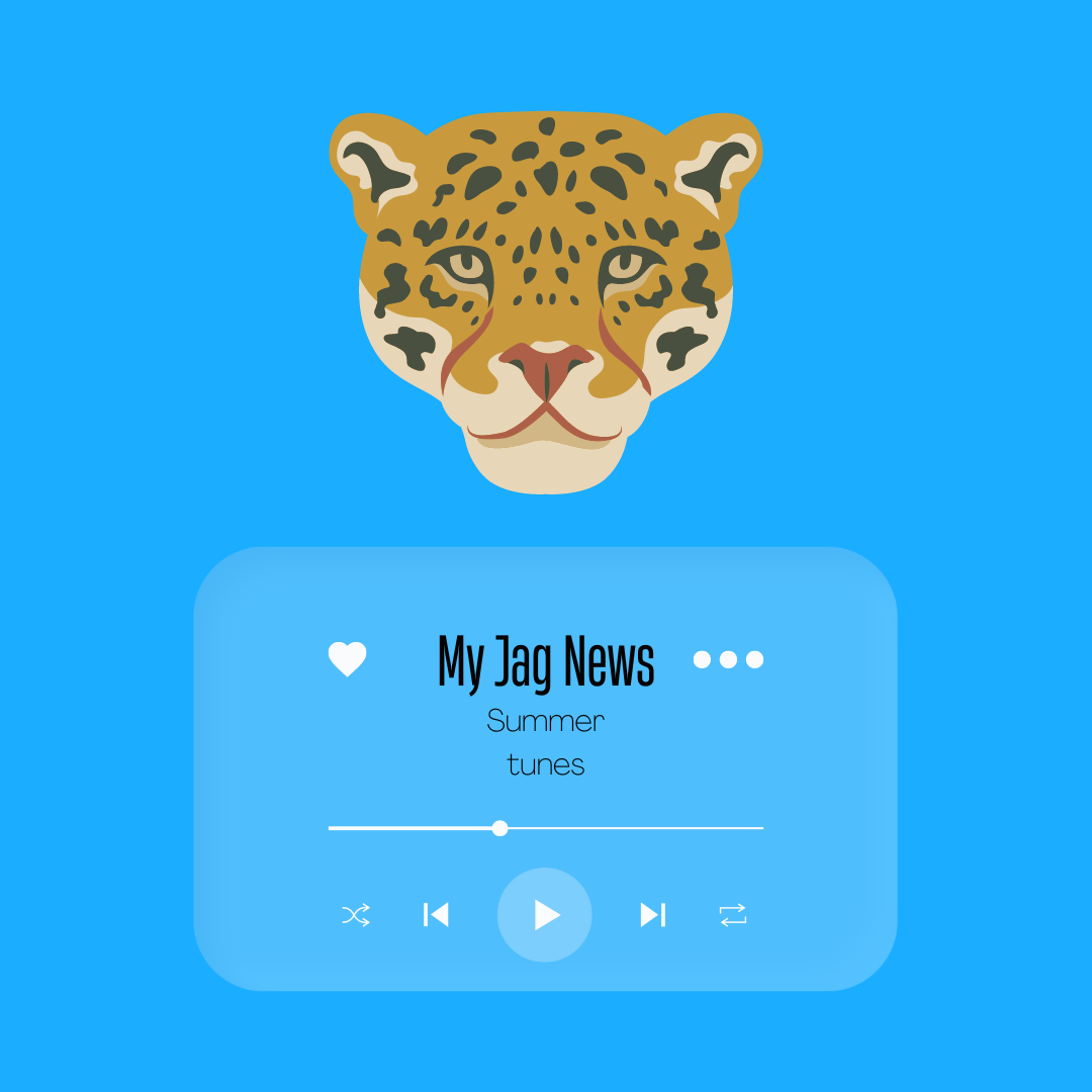 A My Jag News Summer tunes playlist background with a jaguar face