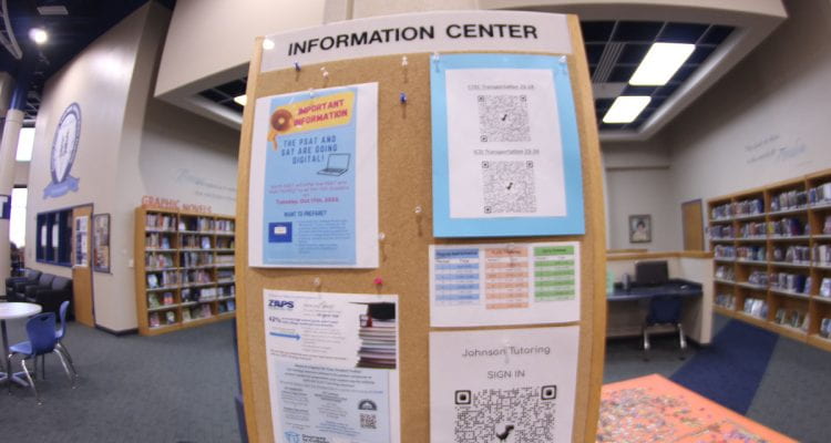 Information board in the campus library.