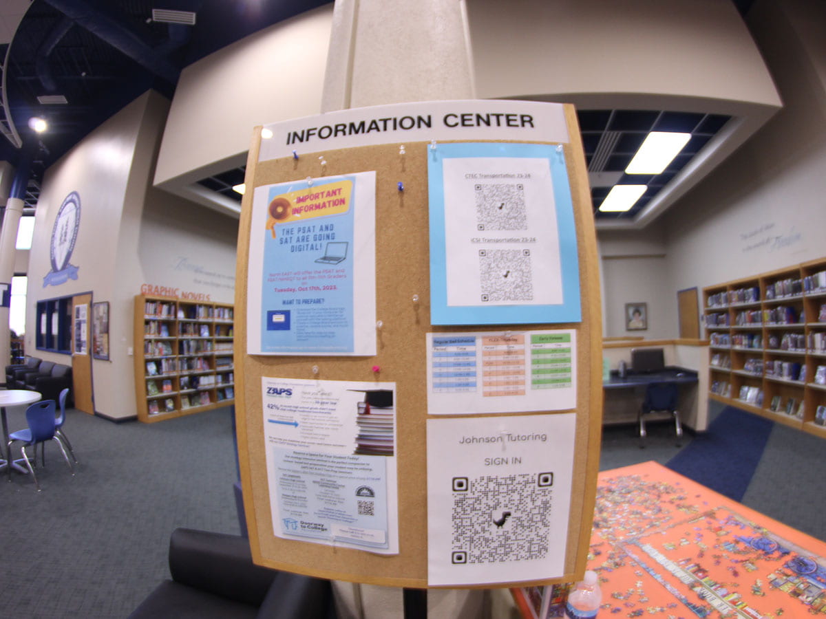 Information board in the campus library.