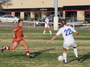 Kyra Falcone, 10, currently leads the team with 13 goals, and is also second in District 26-5A. Photo by Jacob Dukes