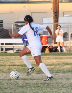 Vanessa Lecocq, 10, springs down the field. Photo by Jacob Dukes