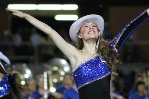 Abby Mcbroom performing at the halftime show against Clemans. Photo by India Nikotich