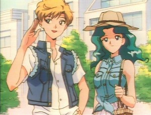 Hikaru (Amara in the English dub) and Michiru (Michelle in the English dub) stand together in the anime Sailor Moon. Photo from: https://www.flickr.com/photos/hotarukaioh/3344589611/