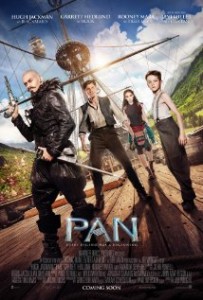 The poster for Pan that has Peter, Blackbeard, Tiger Lily, and James Hook. Photo by www.imdb.com