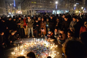 A tribute held for victims killed in the Charlie Hebdo attack. Photo from: http://www.newyorker.com/