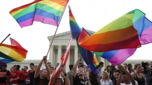 Same sex marriage supporters stand outside Supreme Court  http://abcnews.go.com