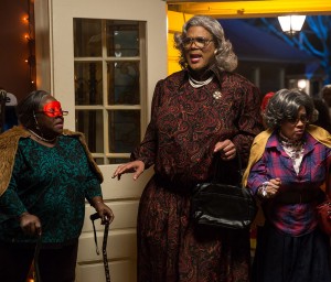 Aunt Bam (Cassie Davis,) Madea (Tyler Perry,) and Hattie (Patrice Lovely,) gathered in the living room Photo From: boo.movie