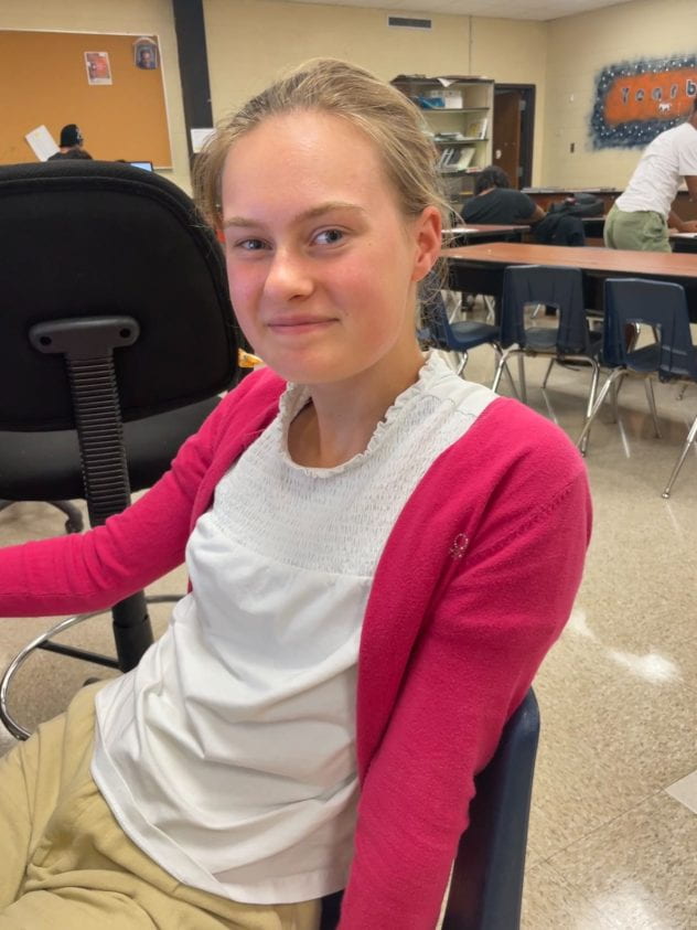 Carla Schulze is an exchange student and enjoying her time in our classrooms.