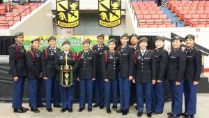 Riderettes accept their trophy at Nationals. 
